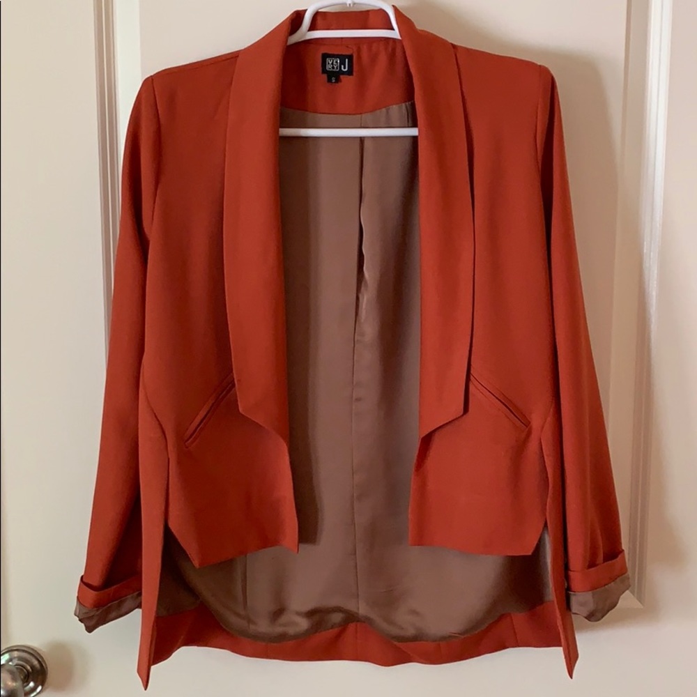 Asymmetrical blazer in burnt orange